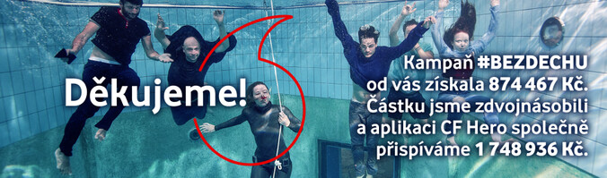 Nadace Vodafone znásobuje částku vybranou kampaní #bezdechu na podporu aplikace CF Hero