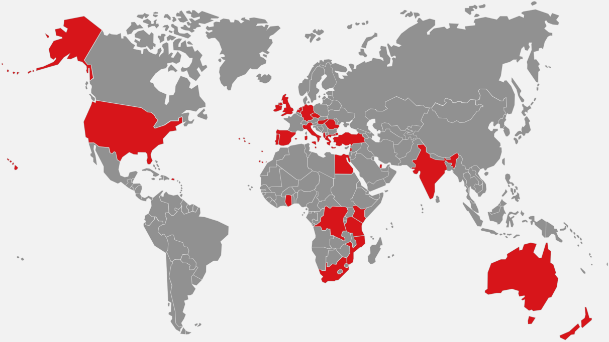 Mapa Nadace Vodafone ve světě