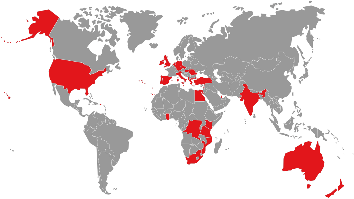 Mapa Nadace Vodafone ve světě